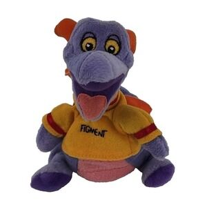 Disney Figment Dragon Plush Kids 8in Purple Yellow Sweater Epcot Excellent